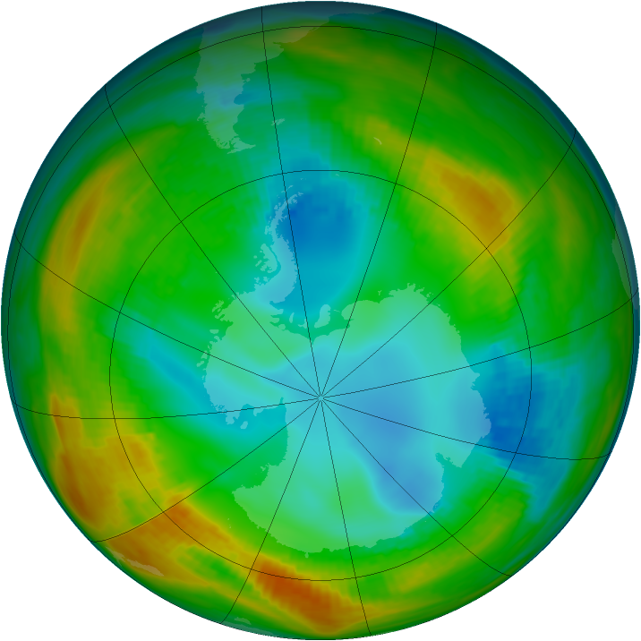 Antarctic ozone map for 02 August 1982